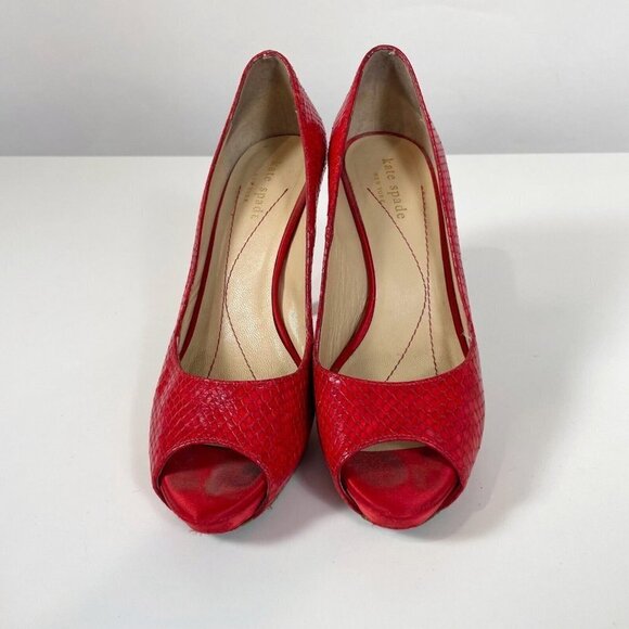 Kate Spade New York Scarlet Snakeskin Embossed Platform Pump Red 6B 90s Y2K - Picture 5 of 11
